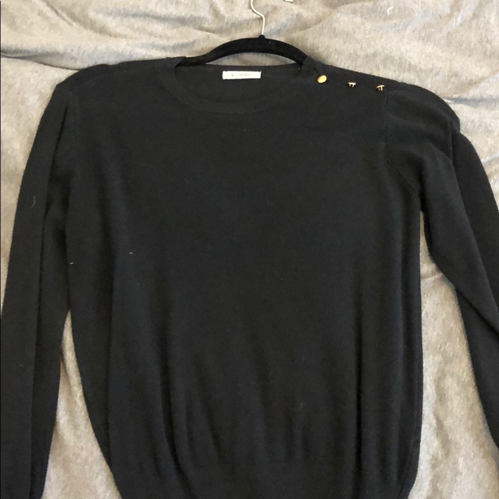 Black sweater with gold buttons